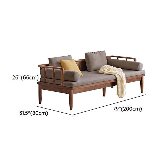 Modern Sheesham Wood 3 Seater Sofa with Comfortable Linen Cushions