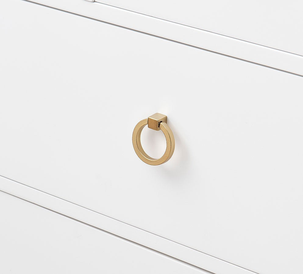 ADOUER WOOD Modern Two-Drawer Bedside Table with Gold Ring Pulls