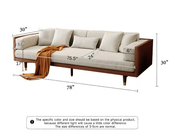 ADOUER WOOD Modern Sheesham Wood 3 Seater Sofa for Home And Office, Light Walnut