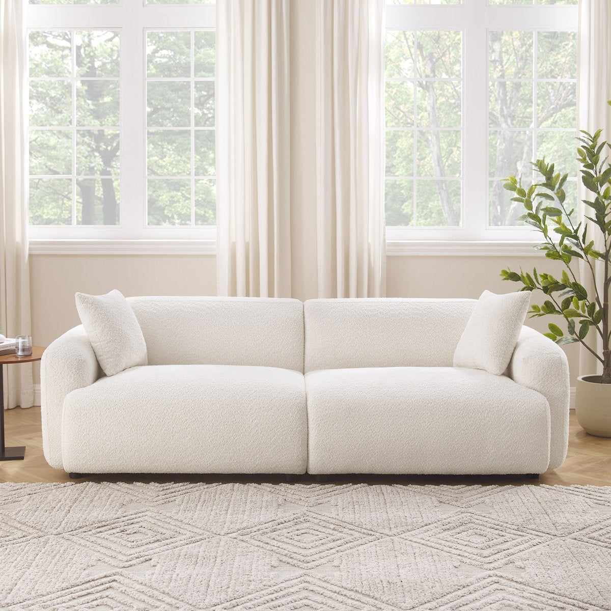 Luxe Boucle Modular 3 Seater Sofa with Sheesham Wood Frame