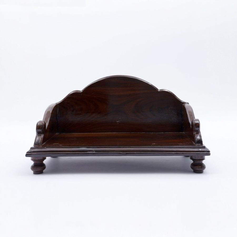 Solid Sheesham Wood Temple Chowki with Smooth Curved Back – Walnut Finish