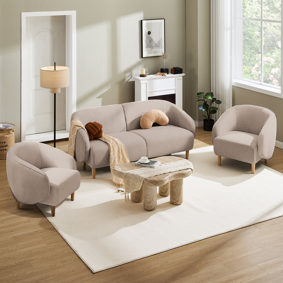 Curvaceous Comfort: Solid Wood & Jute Sofa Collection