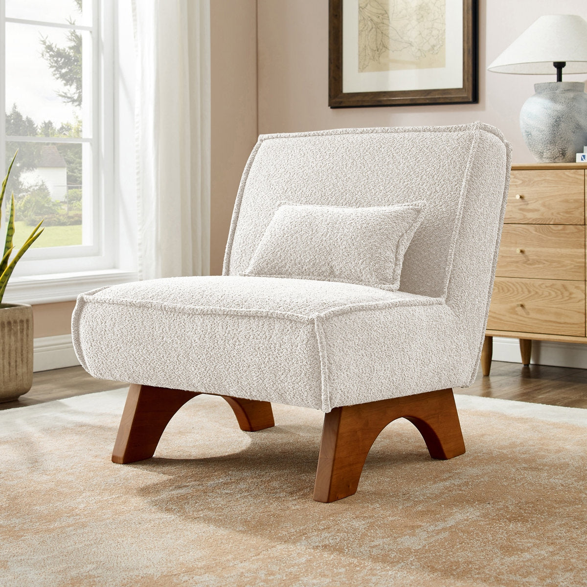 The "Cloud" Boucle Sheesham Low-Profile Armchair