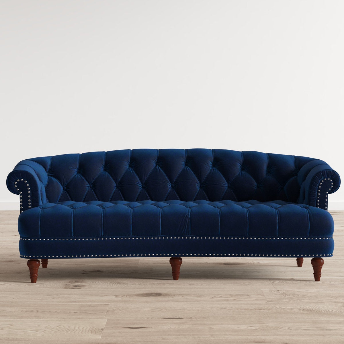 ADOUER WOOD Solid Wood Frame Upholstered Tufted Back 3 Seater Sofa With Backrest