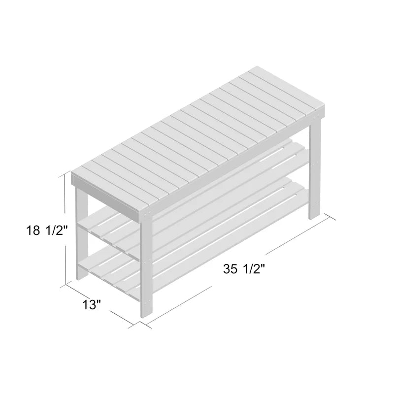 ADOUER WOOD Solid Acacia Wood Open Shelf Natural 8 Pair Shoe Rack With Seat