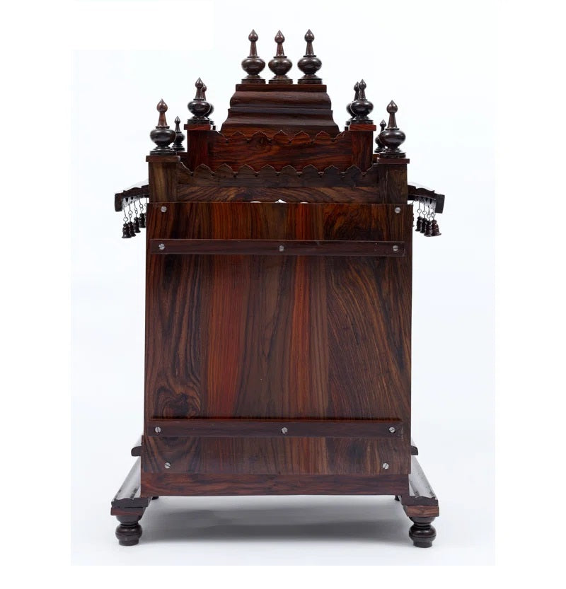 ADOUER WOOD 48" Solid Teak Wood Hand Carved Pooja Mandir (Walnut)