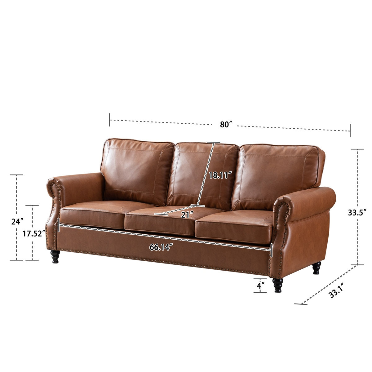 Three-Seater Blue Leather Sofa on Durable Sheesham Wood Base