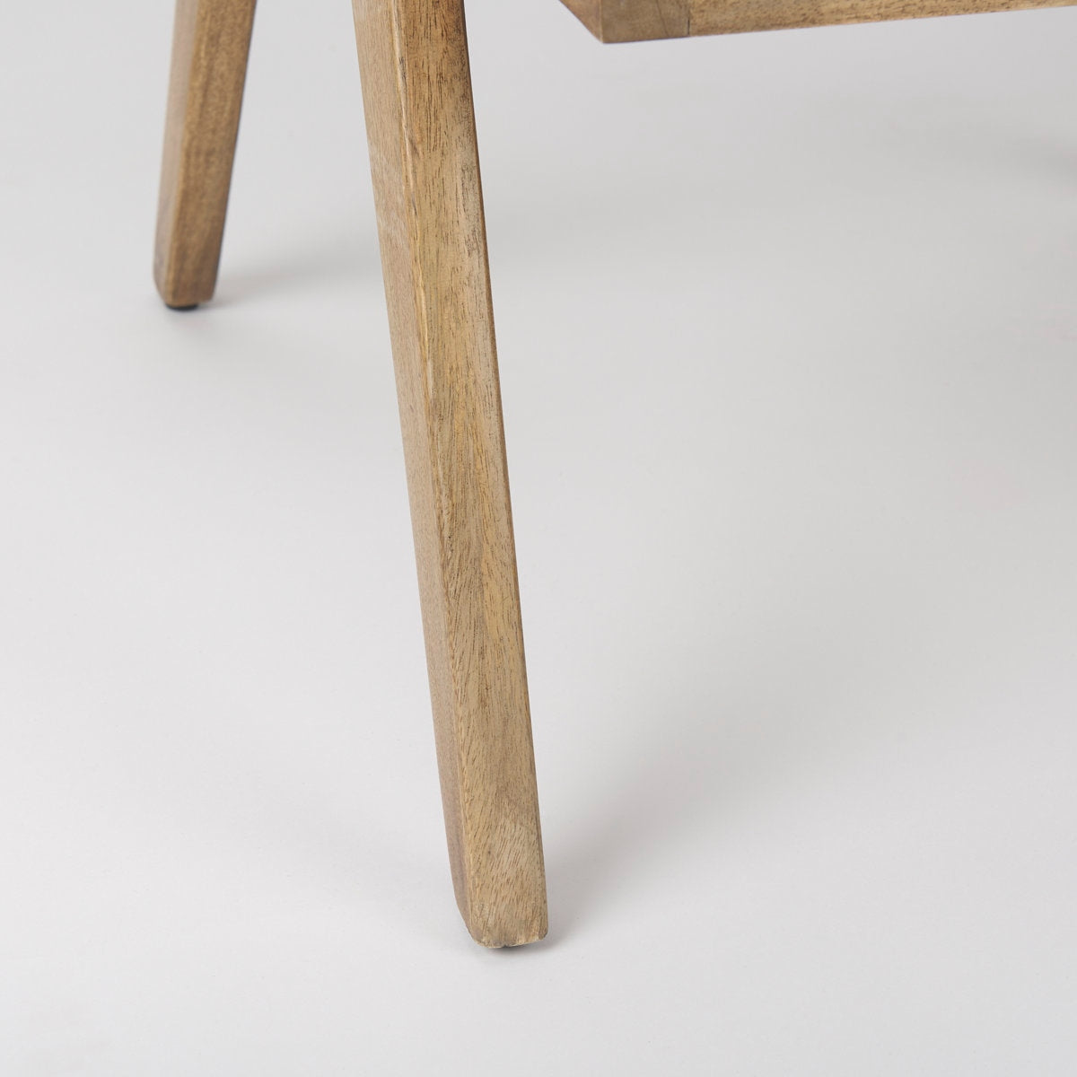 Acacia Wood Cane Back Arm Chair with Cotton Seat