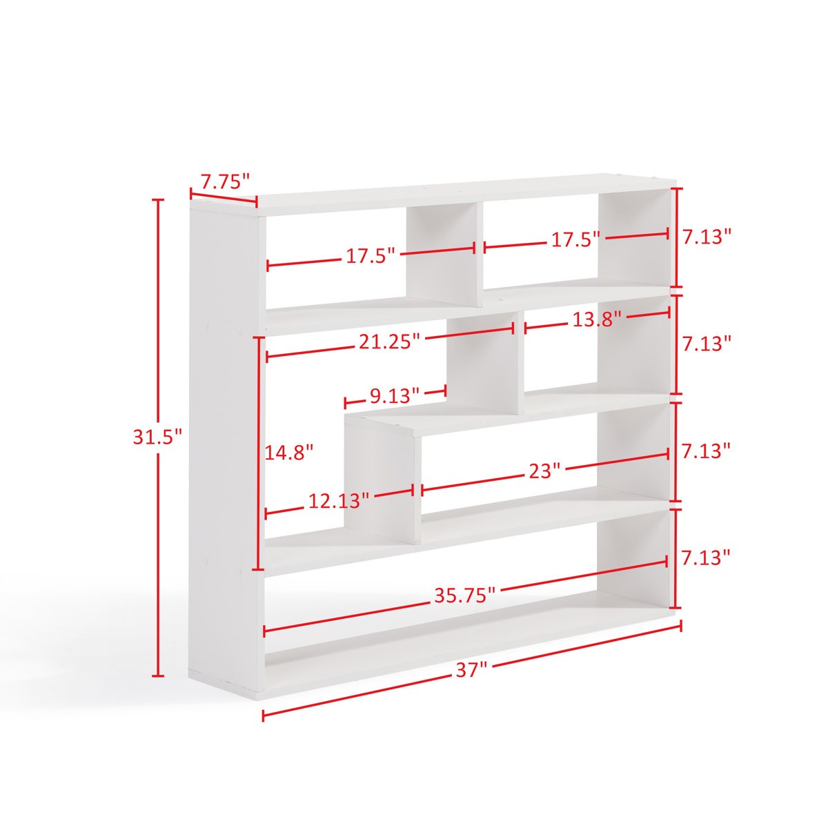 Modern Geometric Multi-Tier Solid Wood Floating Bookshelf