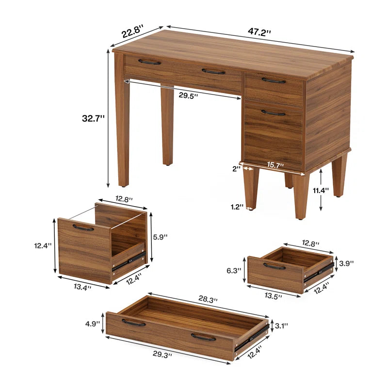 Adouer Wood Solid Acacia Wood Study Table For Home & Office