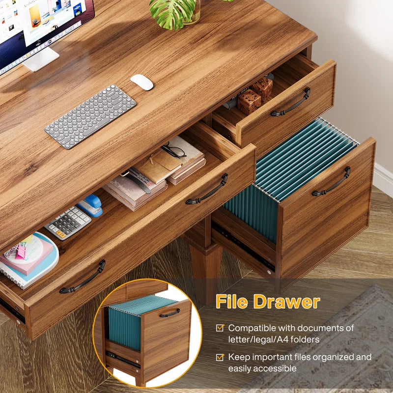 Adouer Wood Solid Acacia Wood Study Table For Home & Office