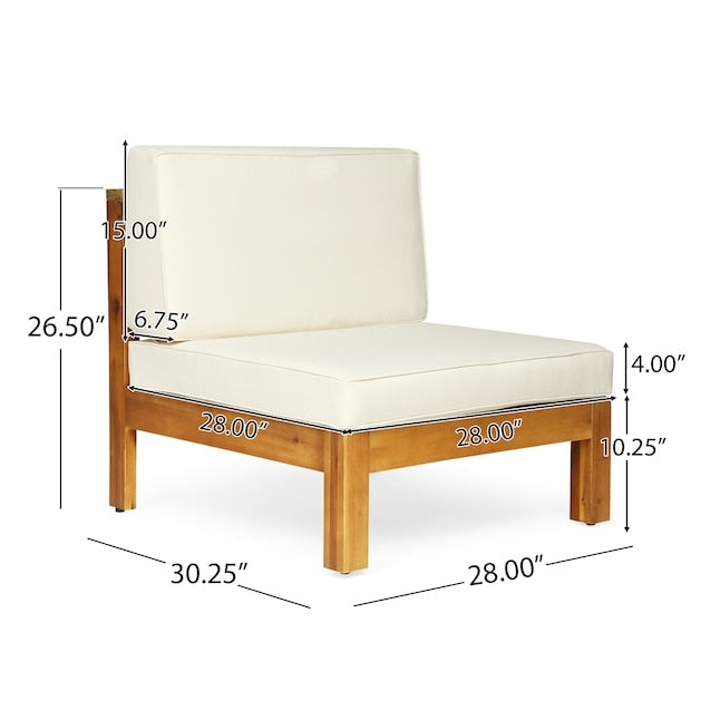 ADOUER WOOD "5-Seater Outdoor Sofa Set with Acacia Wood Frame and Beige Cushions"