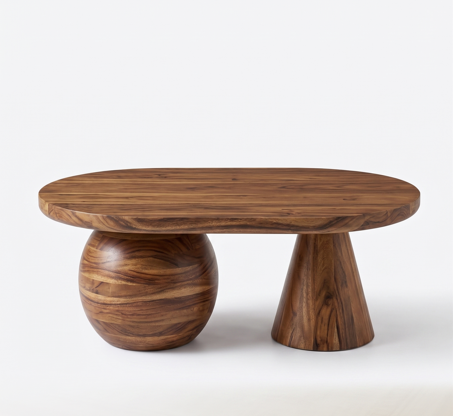 ADOUER WOOD Mid-Century Modern Sphere & Cone Statement Table