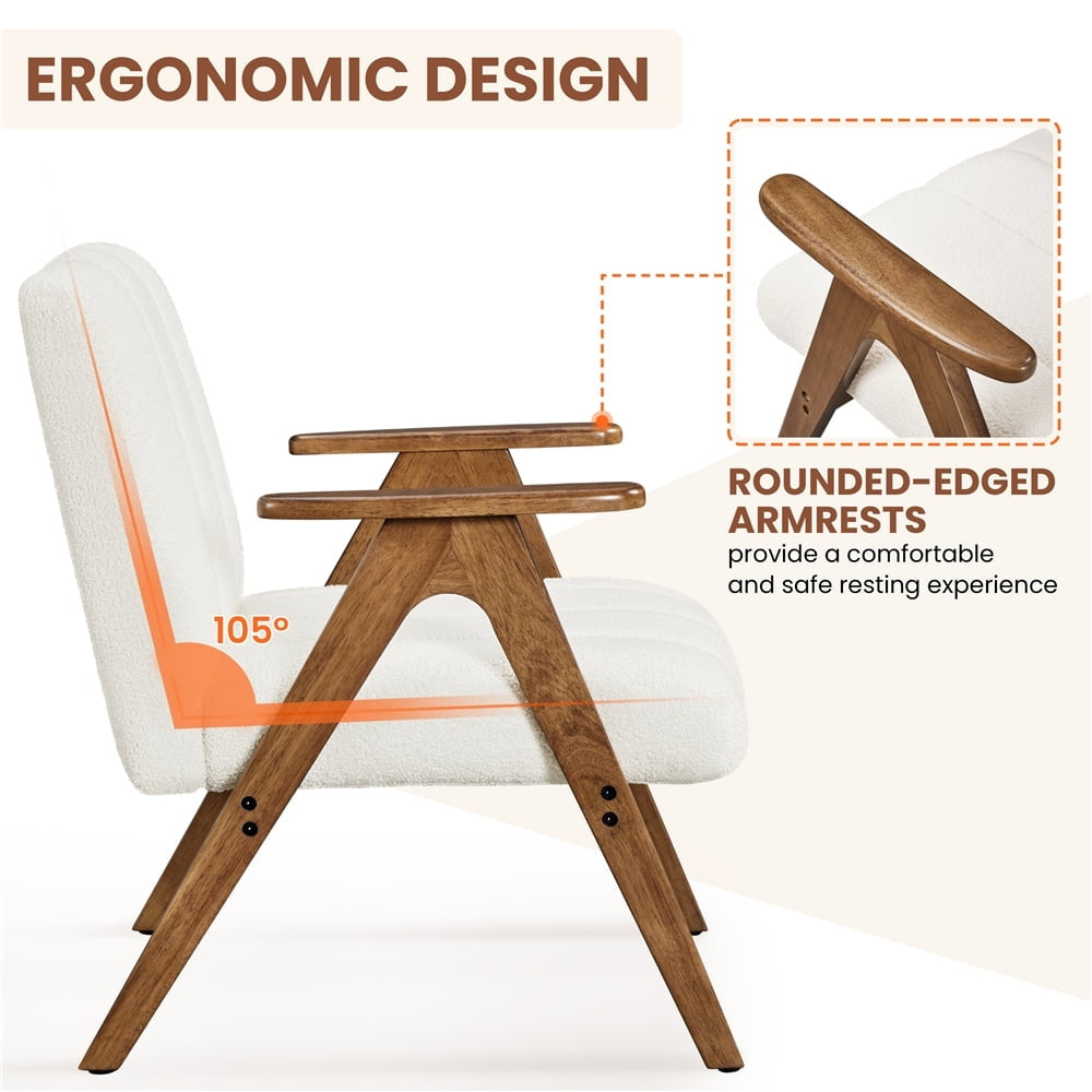 Cozy Channel Tufted Boucle Armchair with Wooden Frame