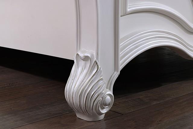 ADOUER WOOD Luxurious Maharaja Hand Carved Sheesham Wood White Designer Bed (Without Storage)
