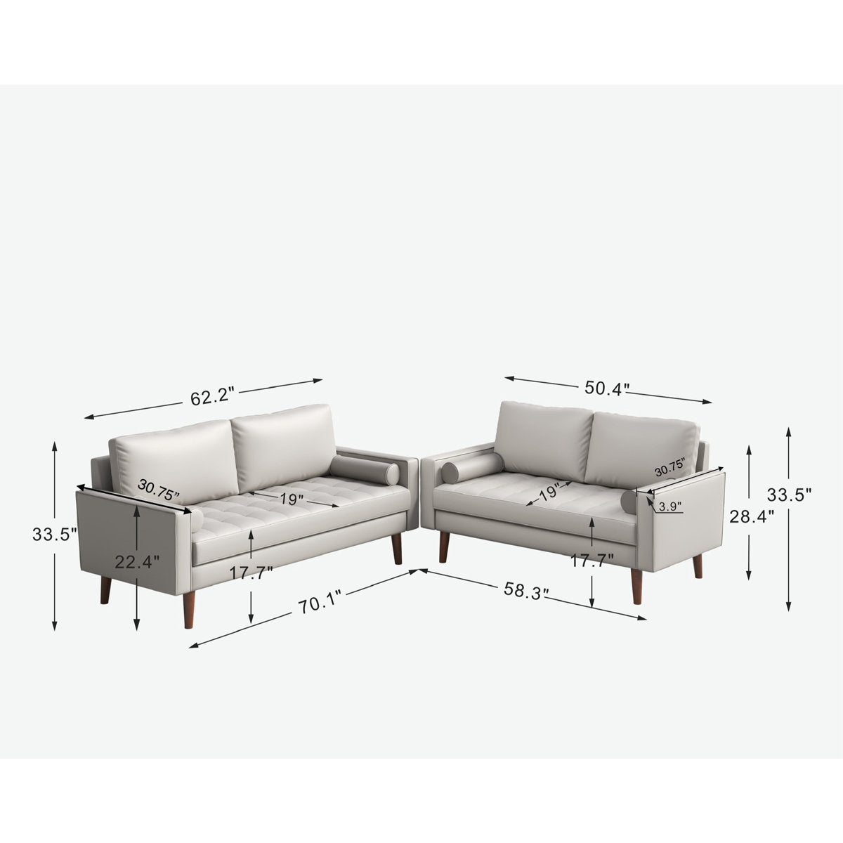 Warm Caramel Leather Sofa with Natural Sheesham Accents
