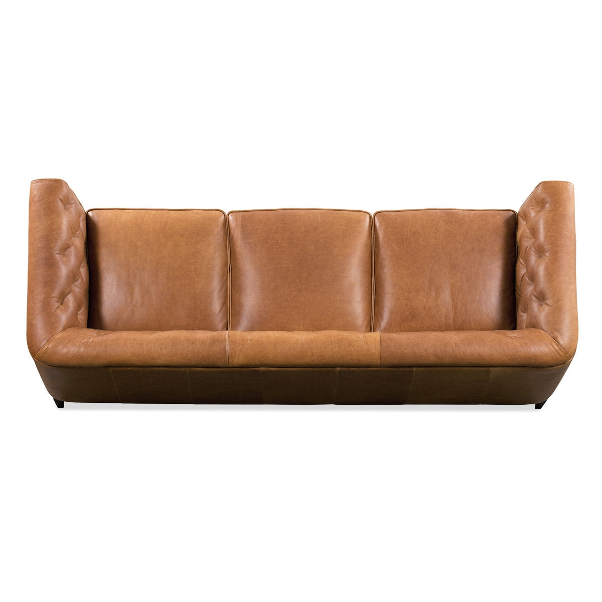 Classic Tufted Leather 3-Seater Sofa with Sheesham Wood Frame