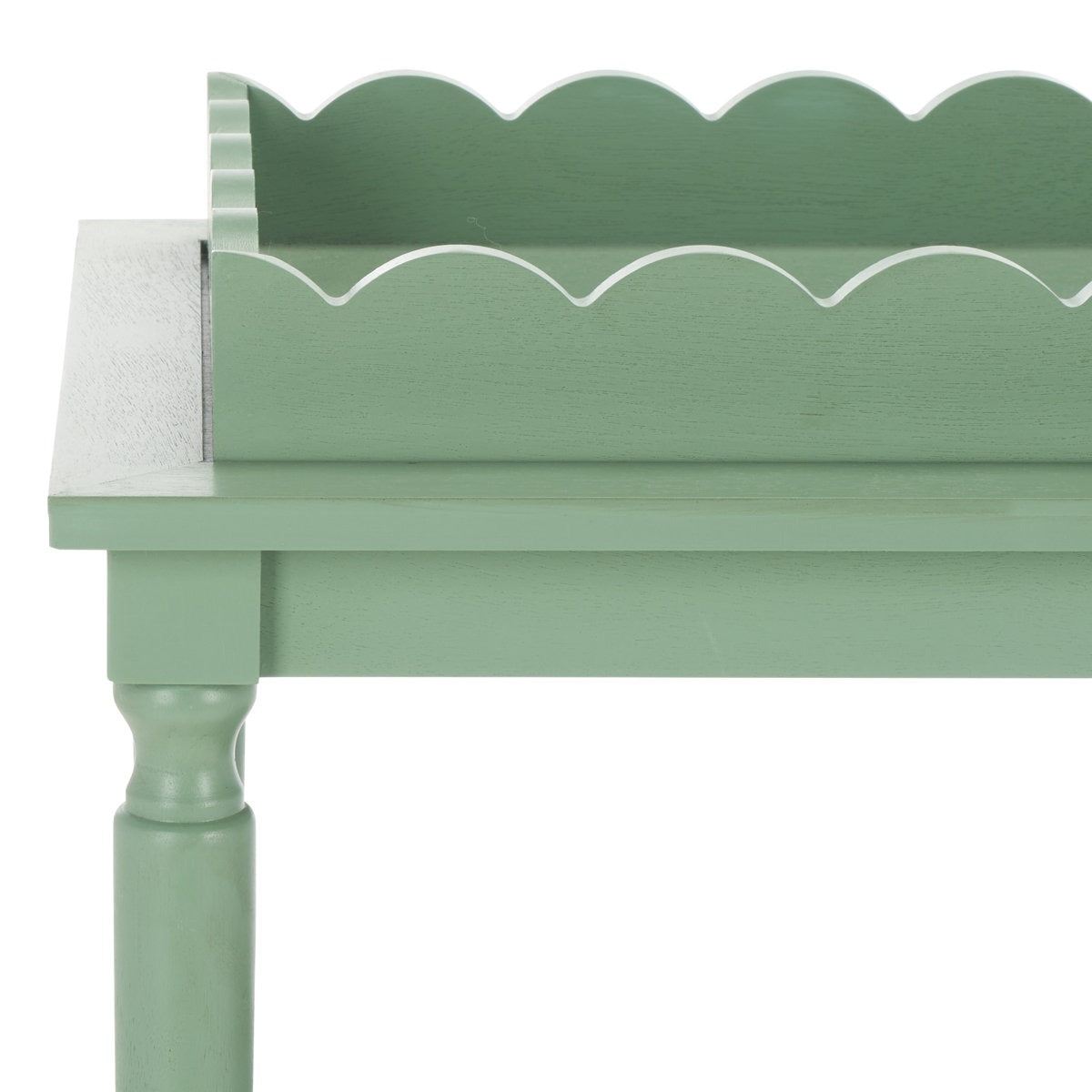 ADOUER WOOD 3-Tier Rolling Bar Cart with Removable Scalloped Tray and Spindle Legs
