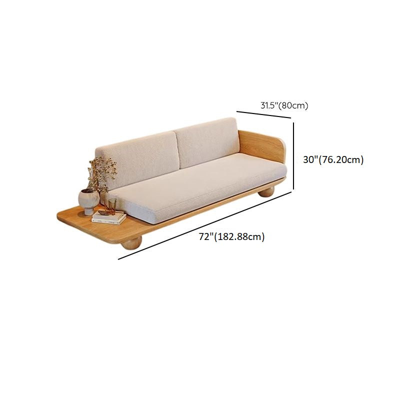 Adouer Wood Handcrafted Acacia Wood 3 Seater Cotton Fabric Sofa in Natural Shade