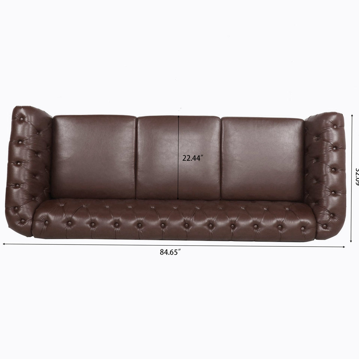 Classic Brown Leather Chesterfield Sofa with Sheesham Wood Frame