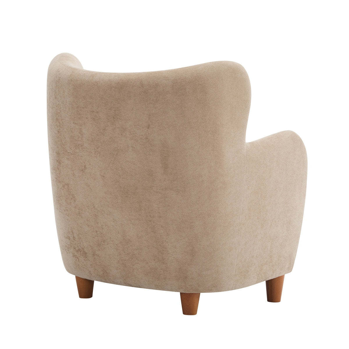 Modern Curved Velvet Wingback Chair with Solid Acacia Wood Frame