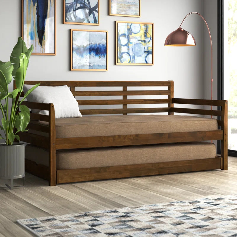 ADOUER WOOD Solid Sheesham Wood Divan/Day Bed Cum Folding Pop-Up Bed F