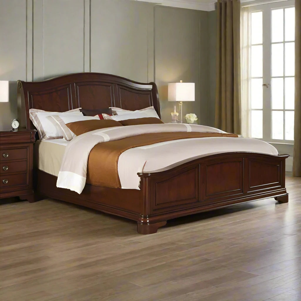 Adouer Wood Make Home Beautiful Solid Sheesham Wood Standard Bed Without Storage For Bedroom (Light Walnut)