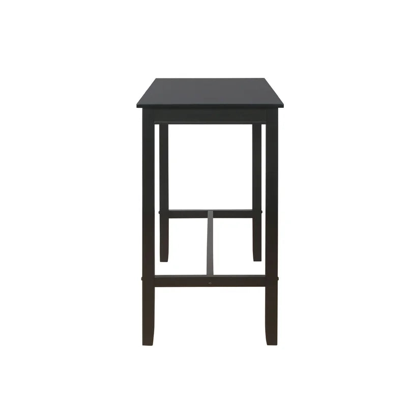 Adouer Wood "Modern Black Bar Table Set with Two White Cushioned Stools"