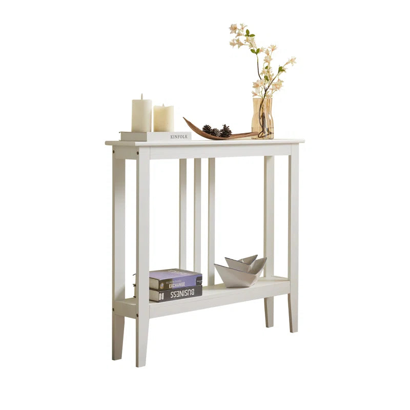 ADOUER WOOD Sheesham Wood White Console Table With Shelf