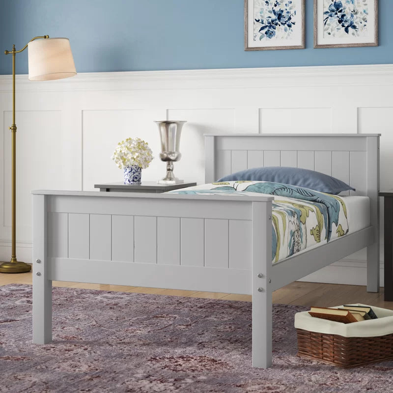 Adouer Wood "White Solid Sheesham Wooden Bed Frame with Modern Decor"