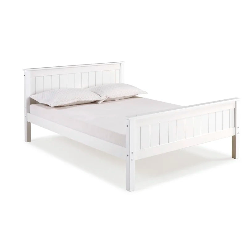 Adouer Wood "White Solid Sheesham Wooden Bed Frame with Modern Decor"