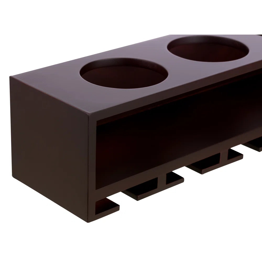 Adouer Wood "Wall-Mounted Wooden Wine Rack with Glass Holder - Holds 6 Glasses and 4 Bottles"