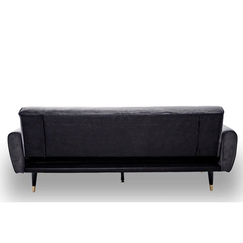 ADOUER WOOD Solid Wood Frame Adjustable Backrest Blue Sleeper Sofa Bed With Side Pocket