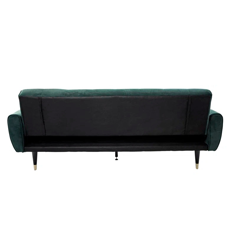 ADOUER WOOD Solid Wood Frame Adjustable Backrest Blue Sleeper Sofa Bed With Side Pocket