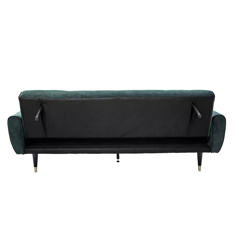 ADOUER WOOD Solid Wood Frame Adjustable Backrest Blue Sleeper Sofa Bed With Side Pocket