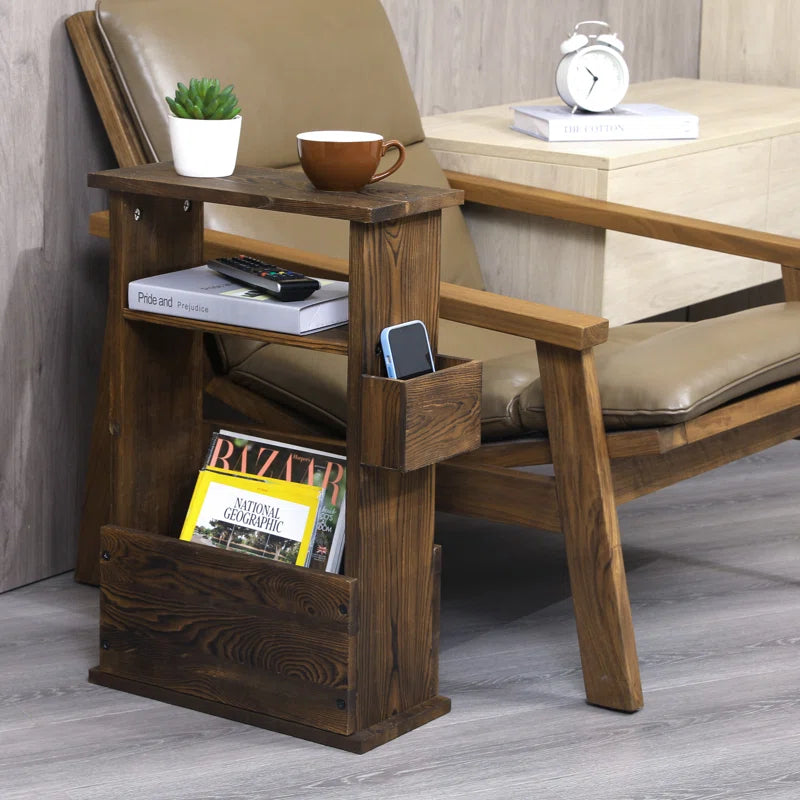 ADOUER WOOD Solid Acacia Wood Multi Use Magazine Rack, Light Walnut