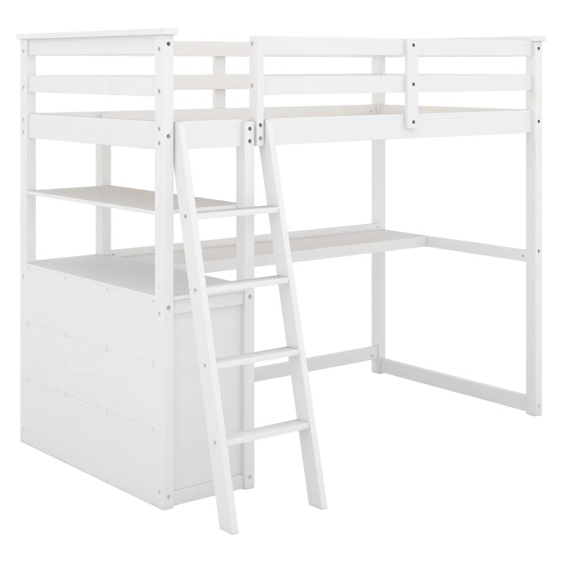 ADOUER WOOD Solid Sheesham Wood Bunk Bed with Integrated Study Table – Space-Saving Design for Kids & Teens