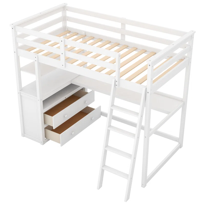 ADOUER WOOD Solid Sheesham Wood Bunk Bed with Integrated Study Table – Space-Saving Design for Kids & Teens