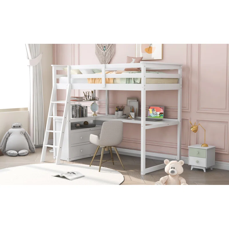 ADOUER WOOD Solid Sheesham Wood Bunk Bed with Integrated Study Table – Space-Saving Design for Kids & Teens