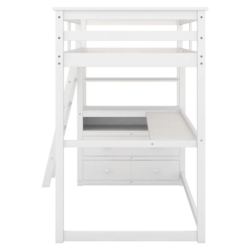 ADOUER WOOD Solid Sheesham Wood Bunk Bed with Integrated Study Table – Space-Saving Design for Kids & Teens