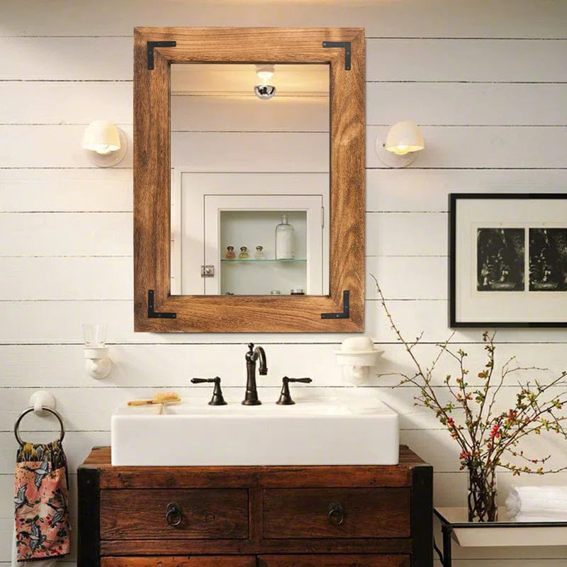 ADOUER WOOD Solid Acacia Wood Wall Mirror For Bedroom & Home (Natural)