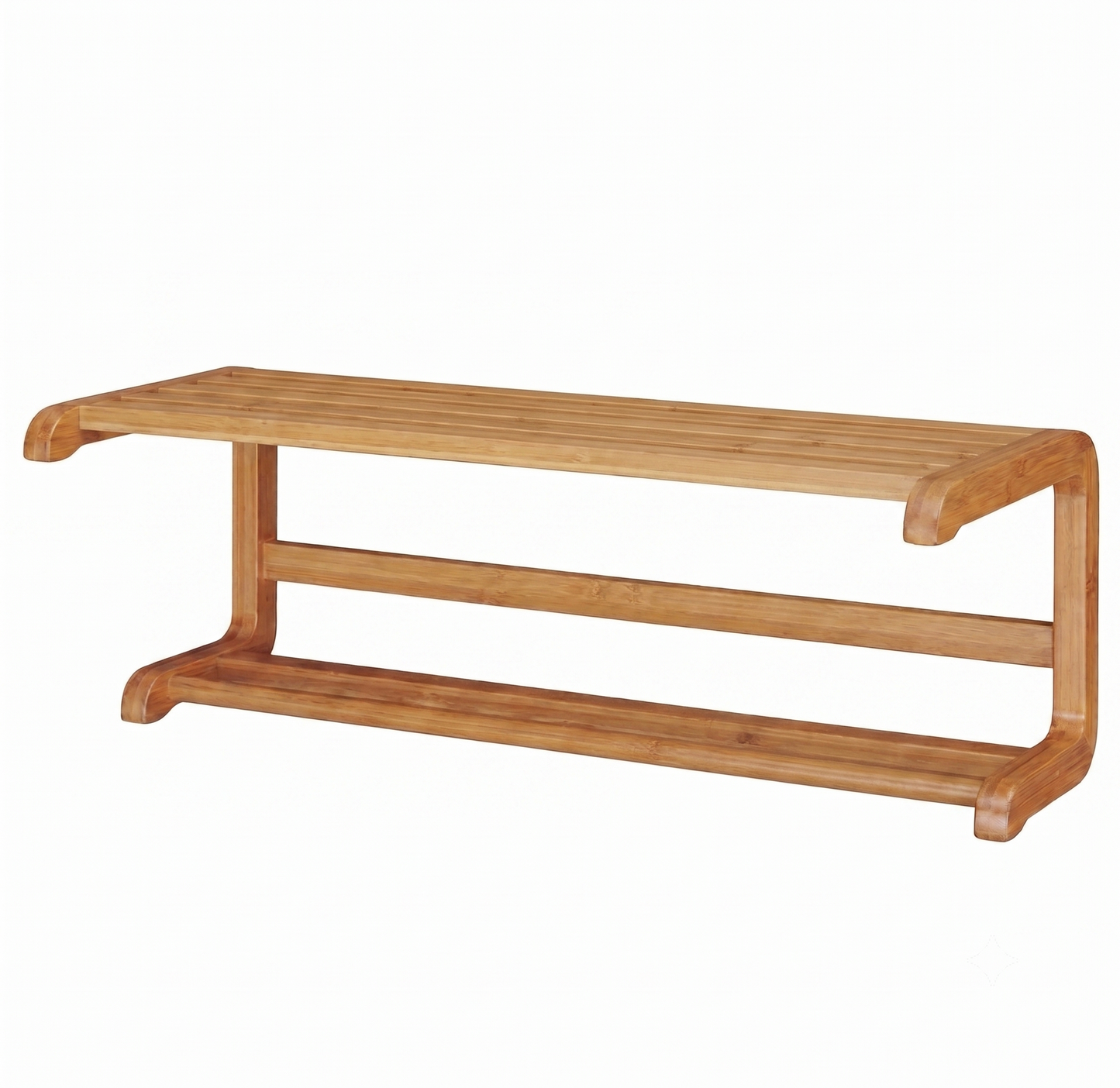 ADOUER WOOD 2-Tier Solid Wood Wall-Mounted Towel Rack with Floating Storage Shelf