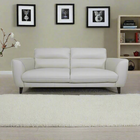 ADOUER WOOD Luxurious White Leatherette Fabric Sofa