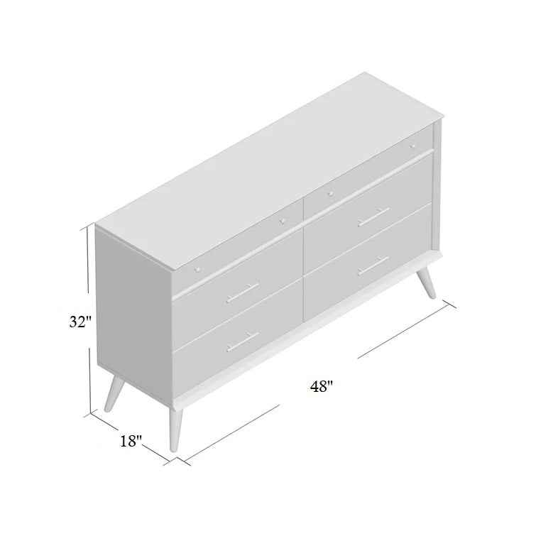 ADOUER WOOD 6 Drawers Solid Sheesahm Wood Chest of Drawers, White