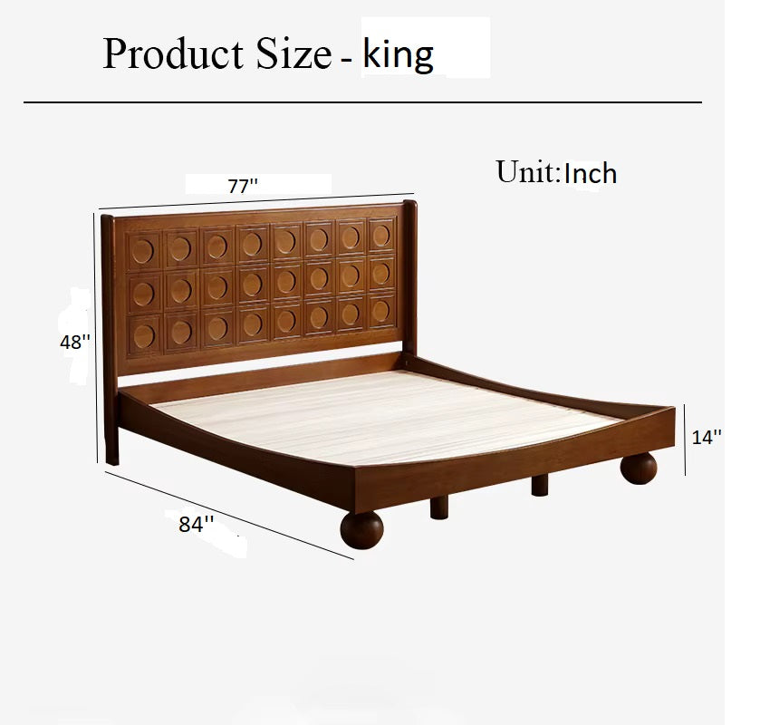 Japanese-Inspired Platform Sheesham Wood Bed: Minimalist Low Profile Design (Light Walnut)