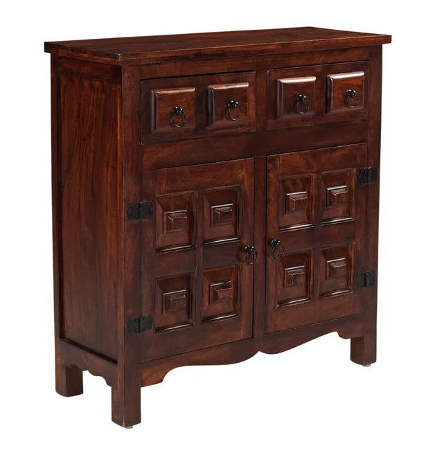 ADOUER WOOD Solid Sheesham Wood Traditional Design Accent Cabinet