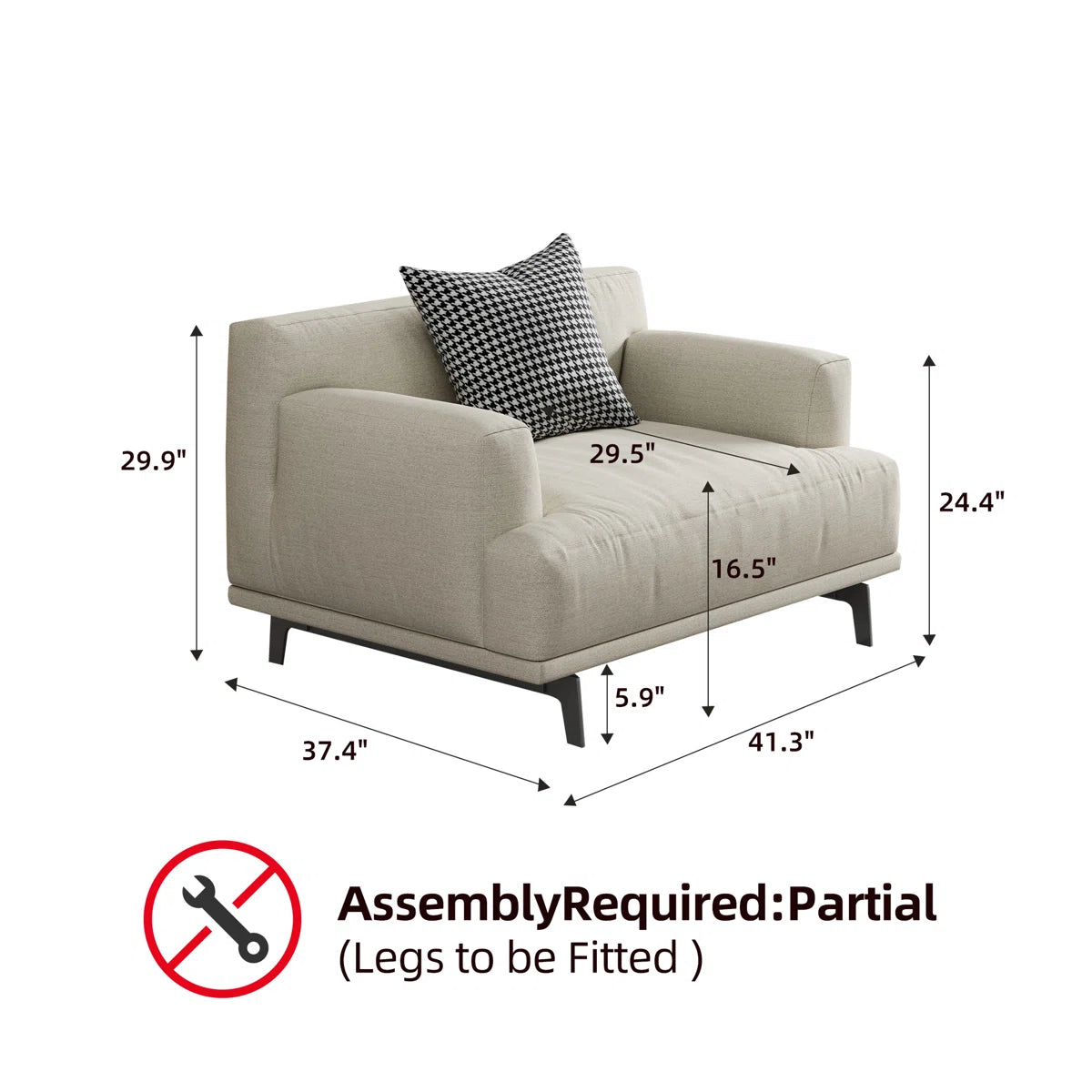 Cotton Upholstered Sofa - Sheesham Wood Frame