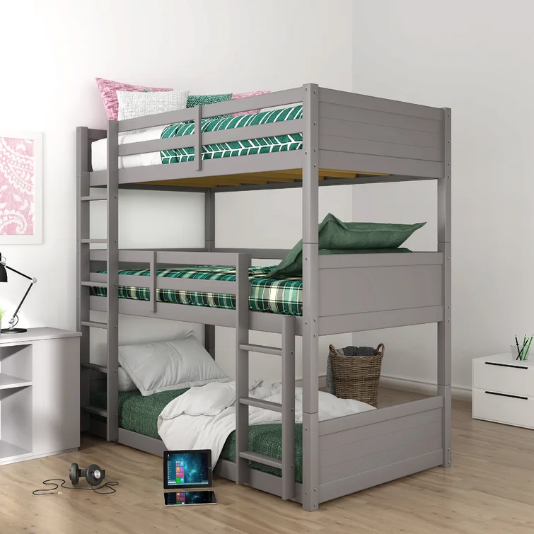 ADOUER WOOD Solid Sheesham Wood Bunk Bed for 3 persons