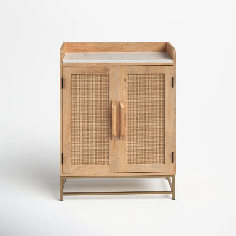 Adouer Wood Modern Solid Sheesham Wooden Bar Cabinet with Glass Storage, Wine Racks With Doors