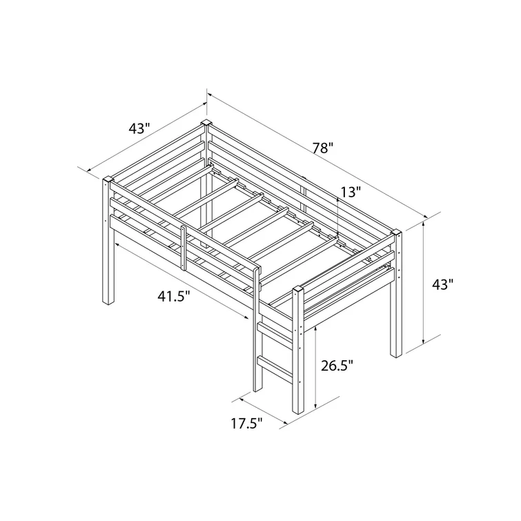 ADOUER WOOD Solid Sheesham Wood Bunk Bed for single person